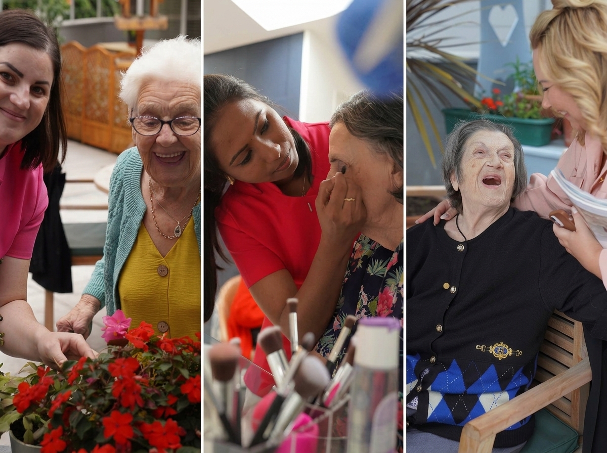 Residents enjoying activities with care staff at Auditcare